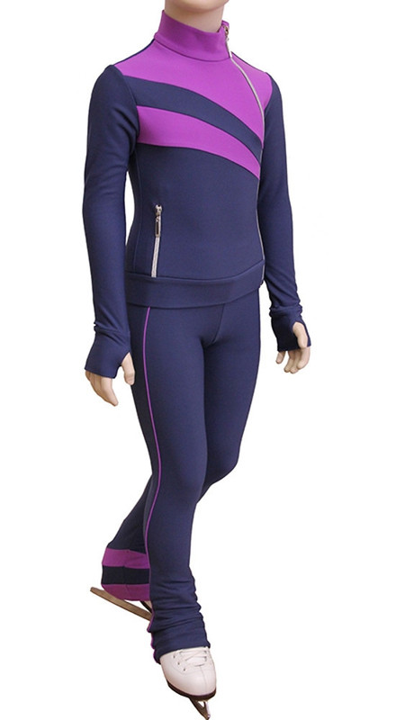 IceDress Figure Skating Outfit - Thermal - Rays (Gray and Purple)