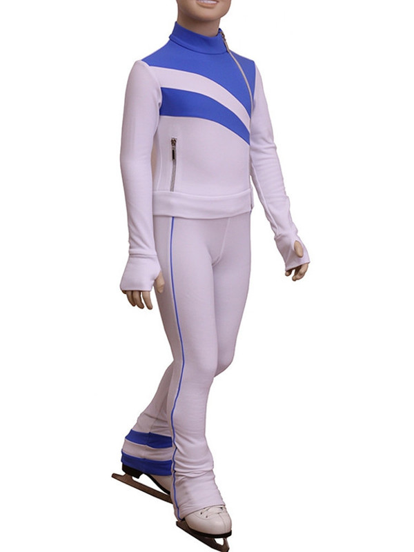 IceDress Figure Skating Thermal Jacket - Rays (White and Blue)