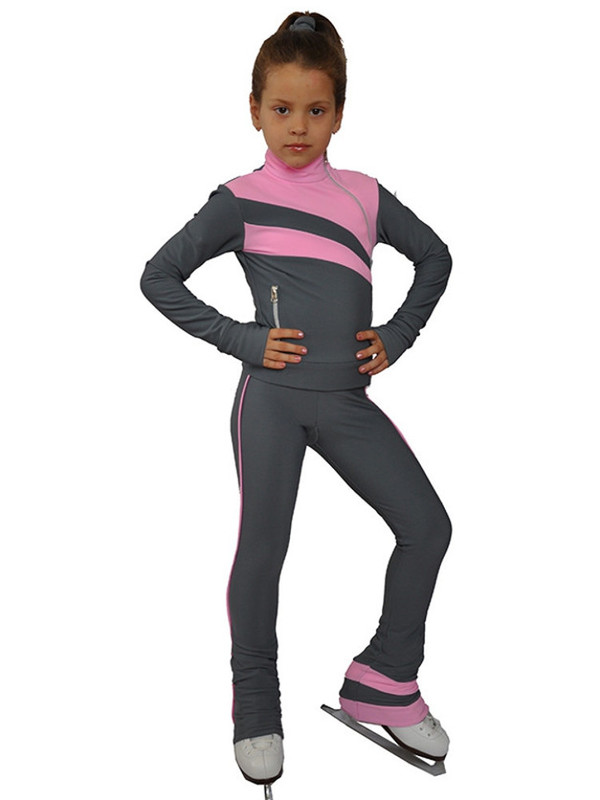 IceDress Figure Skating Thermal Jacket - Rays (Light Grey and Pink)