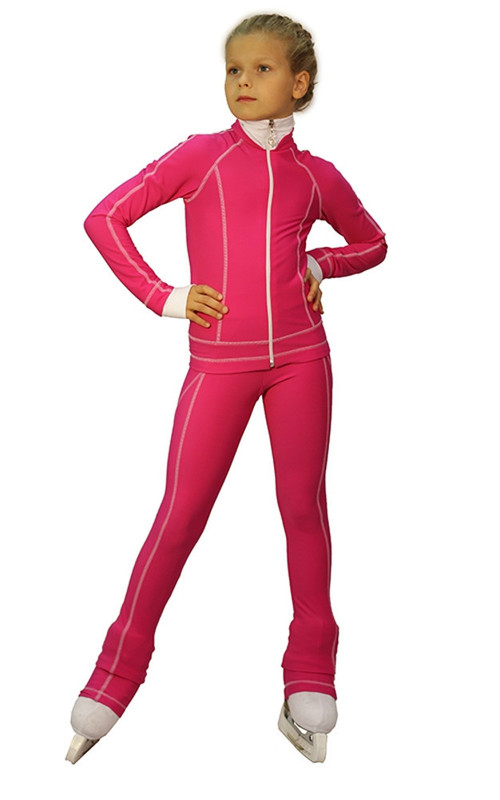 IceDress Figure Skating Thermal Jacket -Todes(Fuchsia with White Line)