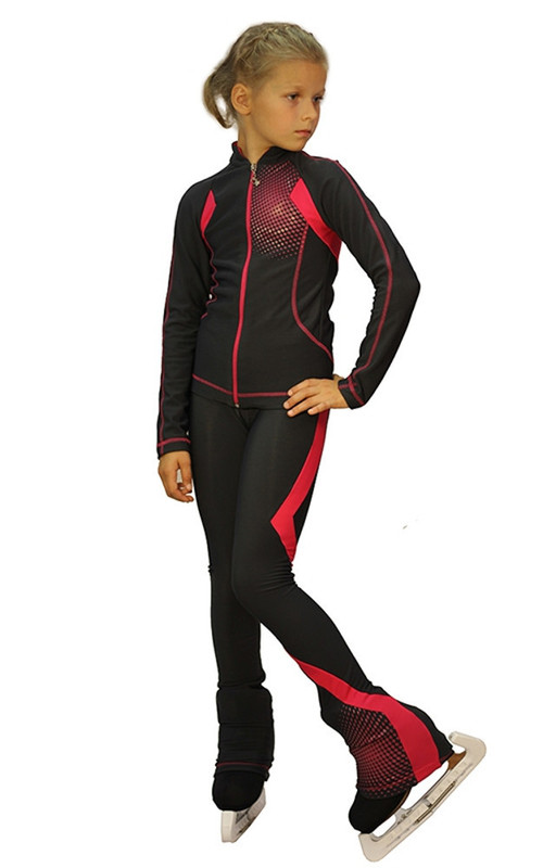 IceDress Figure Skating Thermal Pants -Euler (Gray and Raspberry)