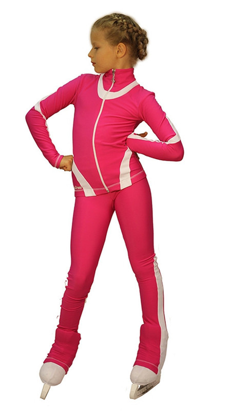 IceDress Figure Skating Thermal Pants -Flip (Fuchsia with White Line)