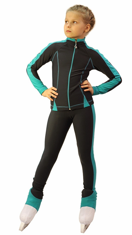 IceDress Figure Skating Thermal Jacket -Bracket (Grey with Mint Line)