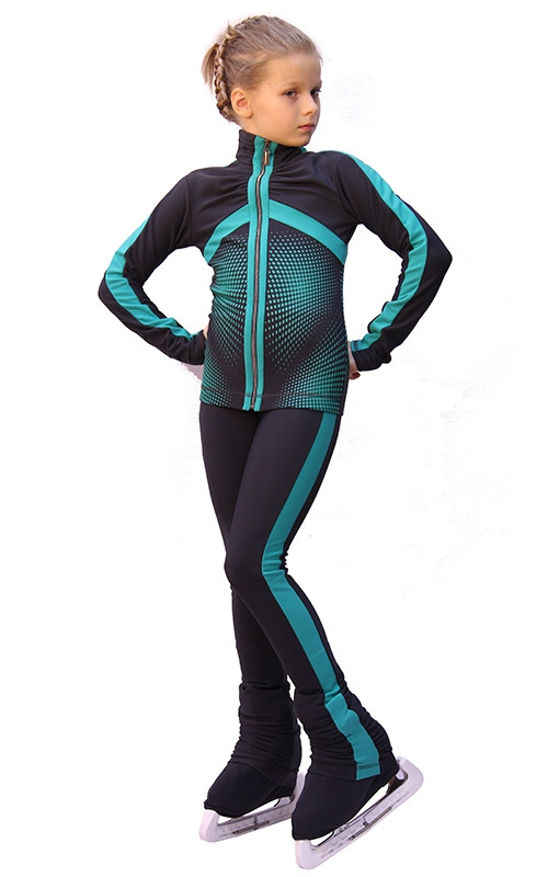 IceDress Figure Skating Pants- Jump (Dark-Grey with Mint stripes)