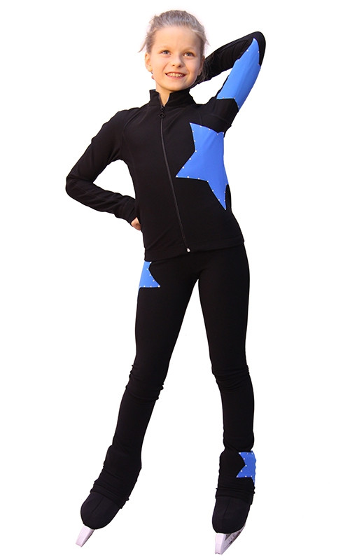 IceDress Figure Skating Pants- Star (Black with Blue)