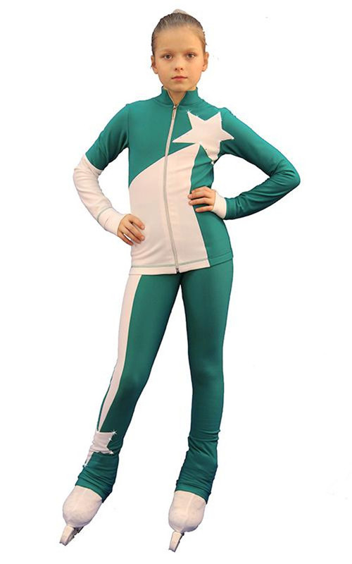 IceDress Figure Skating Outfit - Thermal - Space (Emerald with White)
