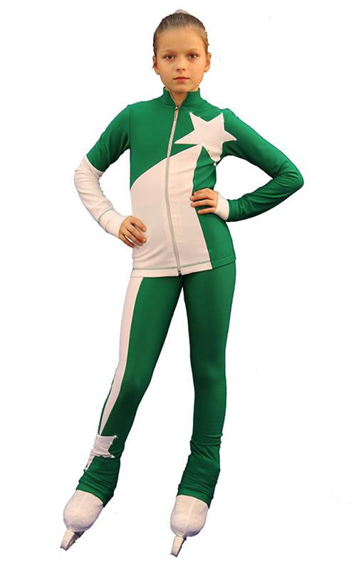IceDress Figure Skating Outfit - Thermal - Space (Green with White)