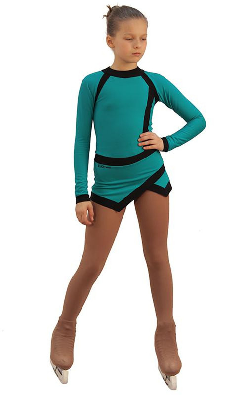 IceDress Figure Skating Dress - Thermal - IceSports (Emerald and Black)