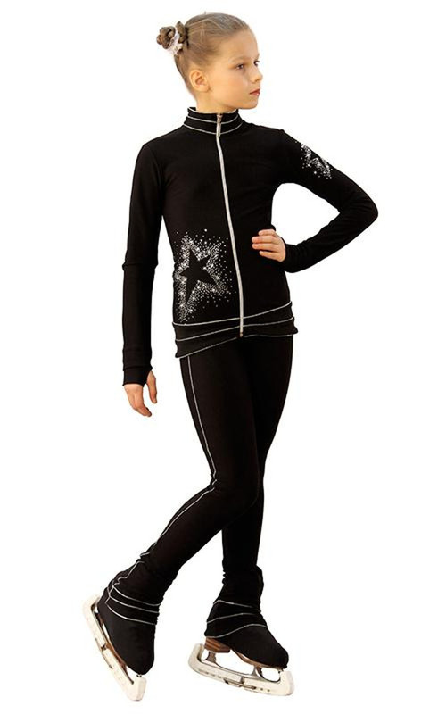 IceDress Figure Skating Outfit - Thermal - Silver Star (Black and Silver)
