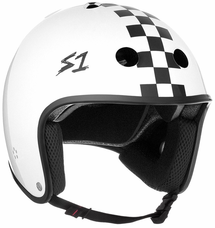 S1 Retro Lifer Helmet - White Gloss w/ Checkers