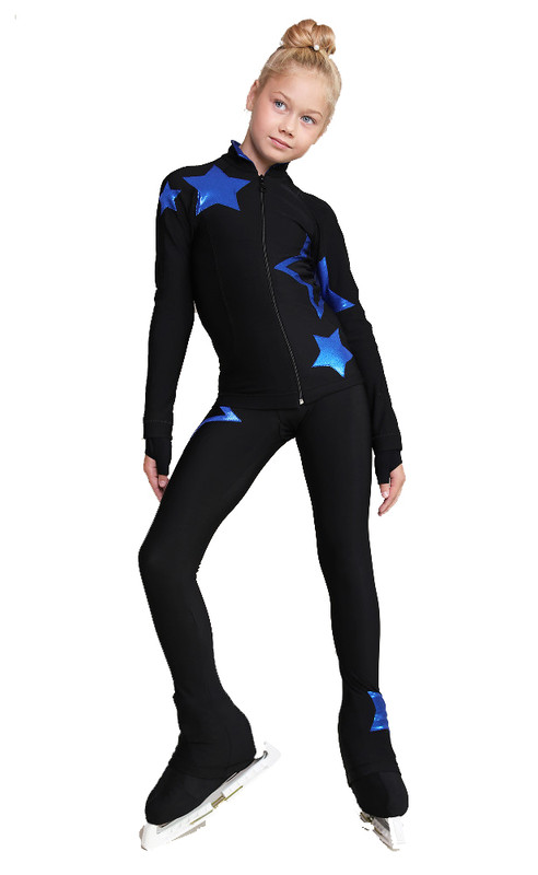 IceDress Figure Skating Outfit - Thermal - Star Sky (Black with Cornflower Blue)