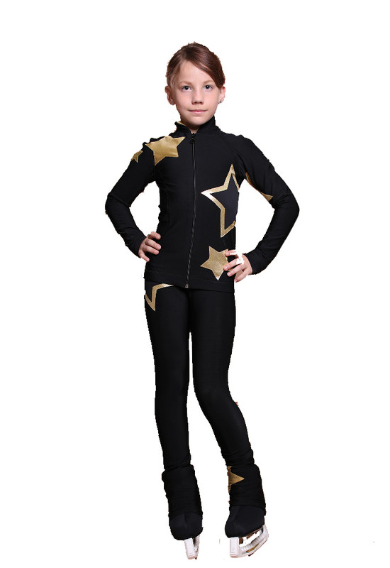 IceDress Figure Skating Outfit - Thermal - Star Sky (Black with Gold)