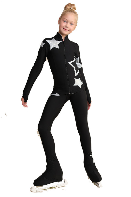 IceDress Figure Skating Outfit - Thermal - Star Sky (Black with Silver)