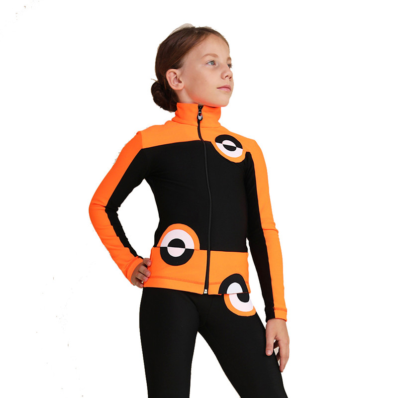 IceDress Figure Skating Jacket - Thermal - Bubble Gum (Black, Fluorescent Orange)