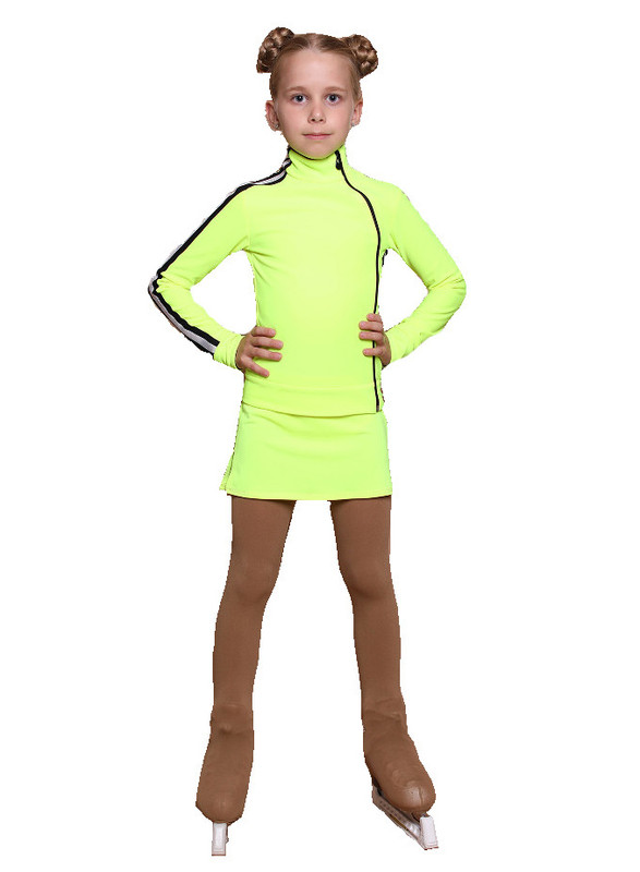 IceDress Figure Skating Skirt - Thermal - Olympus (Lime with Black lamps)
