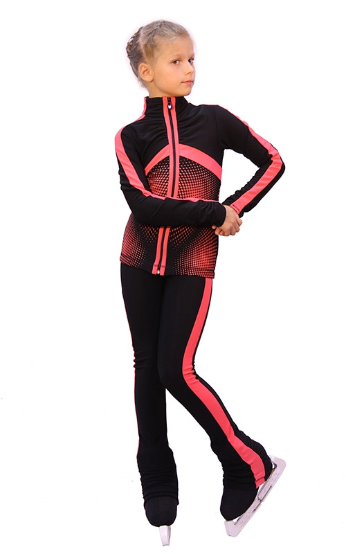 Special Deal - IceDress Ice Skating Outfit - Thermal - Jump (Black with Coral stripes)