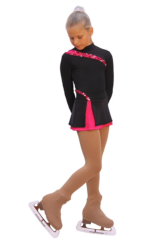 Special Deal - IceDress Figure Skating Dress-Thermal - Lasso( Black with Raspberry)