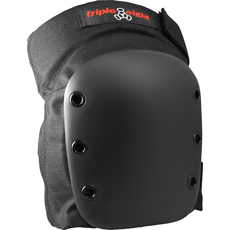 Triple Eight Street Knee Pads for Rollerskatihg with Adjustable Straps (Black Cap, 1 Pair)