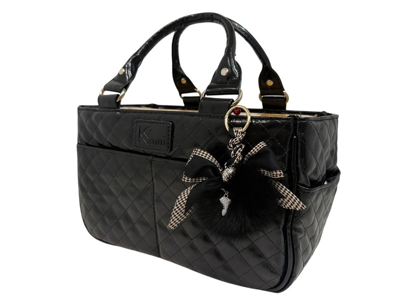 Kami-So Ice Skating Rink Tote - (Onyx) with Bow Keychain (Black)