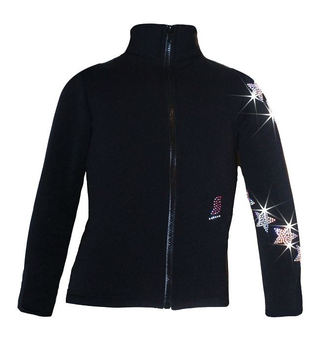 Figure Skating Jacket with Spiral Stars Rhinestones Design (Size AM)
