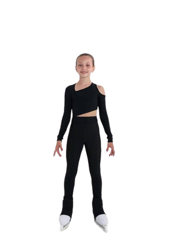 IceDress - Thermal Figure Skating Outfit - Temp (Black with Nude)
