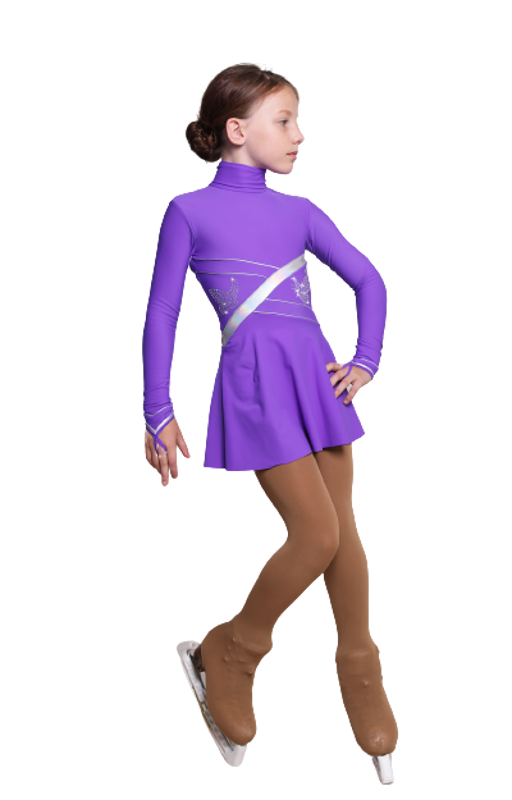 IceDress Figure Skating Dress - Thermal - Delight (Purple with Silver and Rhinestone Applique)