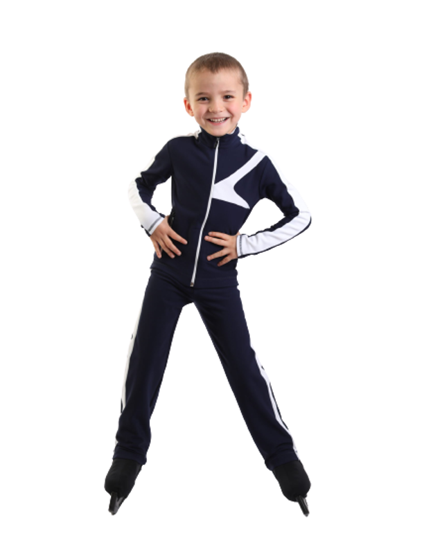 IceDress - Thermal Figure Skating Outfit - Turbo (Dark Blue with White) for Boys