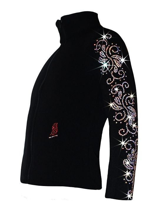Figure Skating Jacket with Crystals Swirls Rhinestones Design (Size CM)