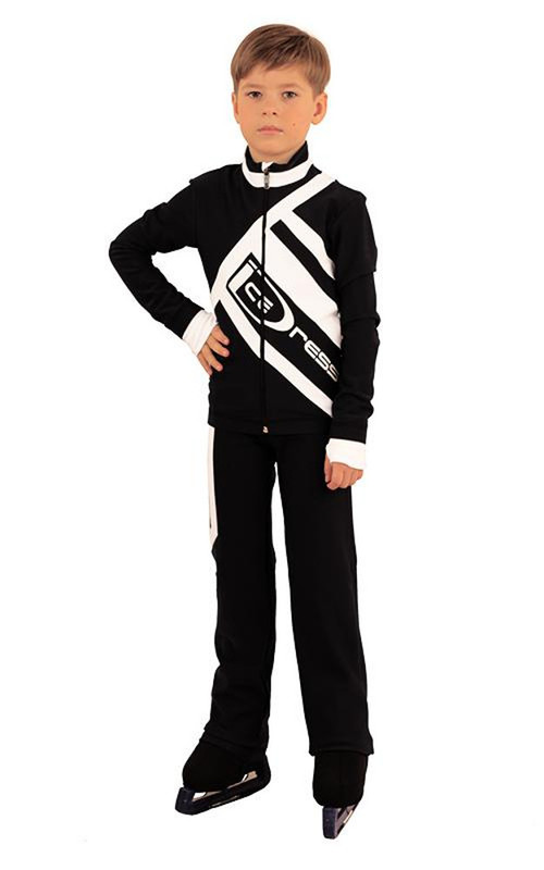 IceDress Figure Skating Outfit - Thermal - IceDress for Boys(Size AS, Black with White)