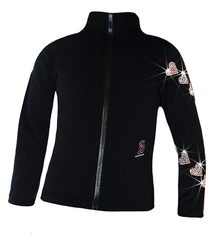 Ice Skating Jacket with Spiral Hearts Rhinestones Design (Size CL)