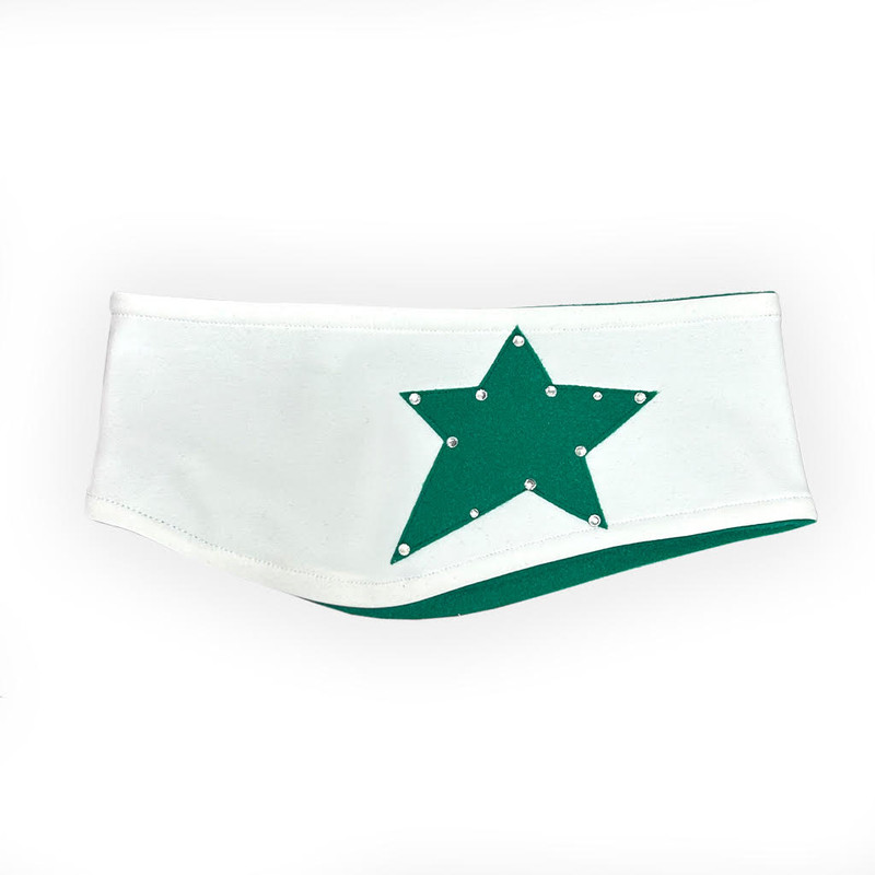 IceDress - Two-Color Thermal Figure Skating Wide Headband Starlet (White and Green)Small