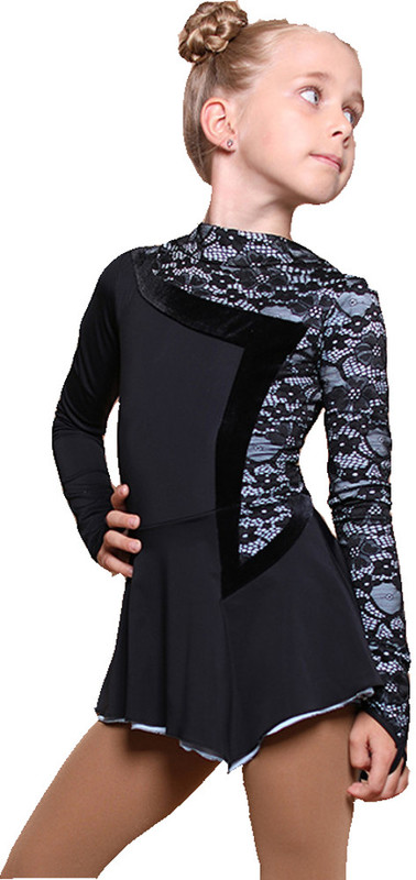 Special Deal - IceDress Ice Skating Dress - Thermal - Charm (Size AM, Black with Pale Blue)
