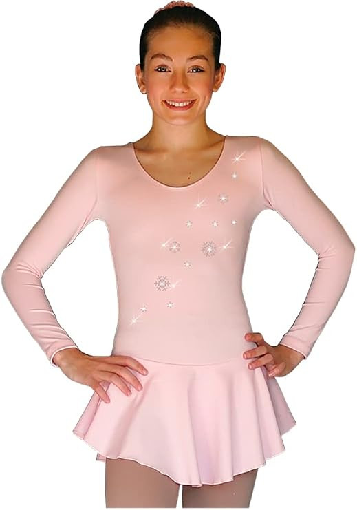 ChloeNoel DLP728 Plain Solid Sanded Poly Spandex Dress Light Solid Pink w/ Snow Flakes