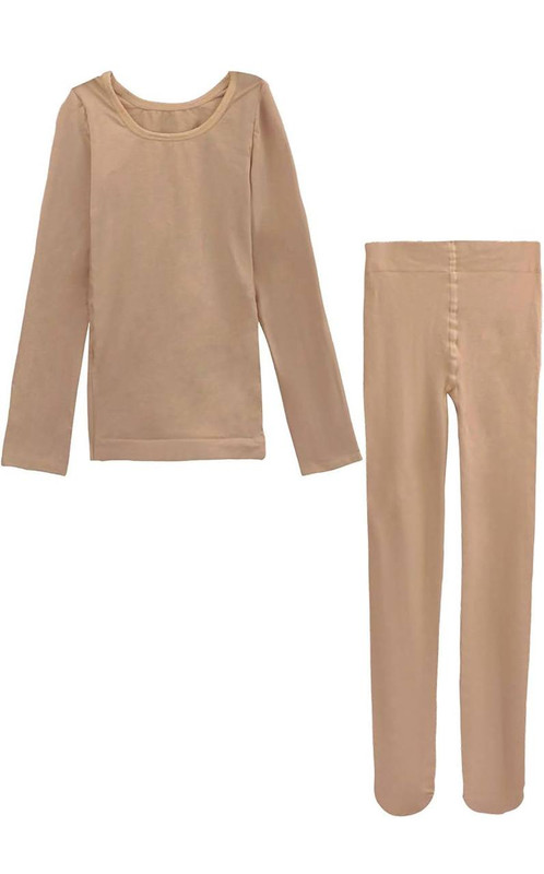 Daydance Active Nude Kids Girls Base Layers Set Tan Active Undergarments for Dance