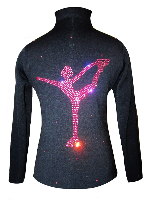 Figure Skating Jacket by Ice Fire - Pink Crystals Chinese Spiral applique