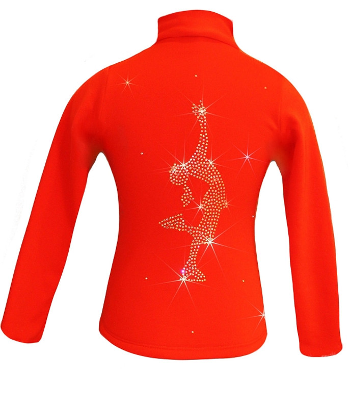 Orange ice Skating Jacket with Layback rhinestone applique