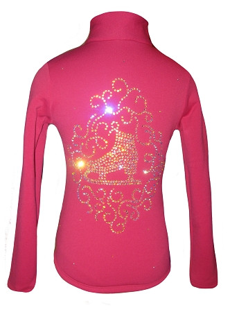Pink Ice Skating Jacket with Skate with Ornament applique