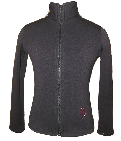 Black ice Skating Jacket with Aqua Pair of skates rhinestone applique