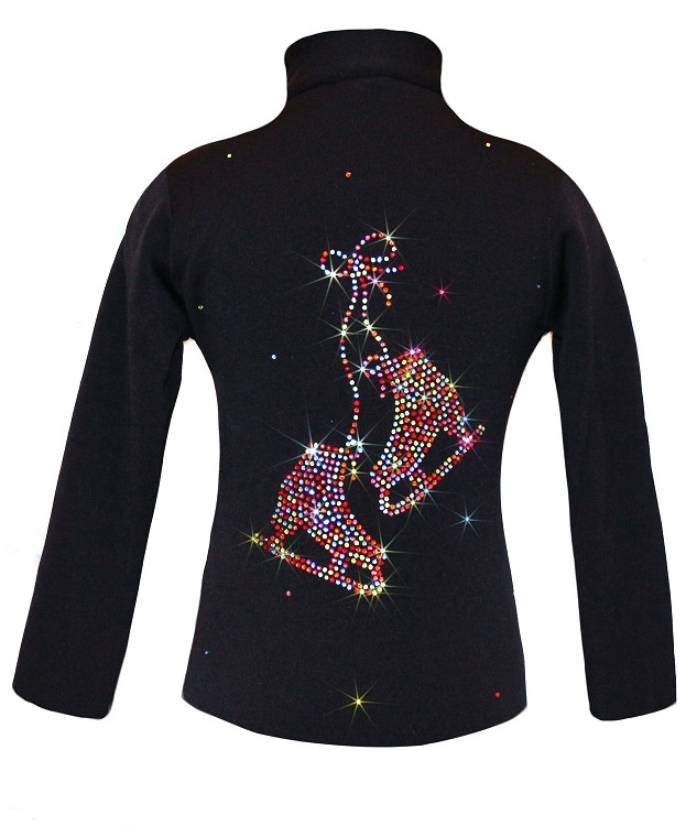Black ice Skating Jacket with Rainbow Mix Pair of skates rhinestones design