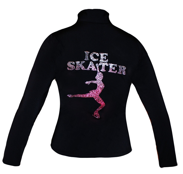 Closeout Poly/Spandex Ice skating jacket with Pink Ombre Ice Skater Metallic Studs Design