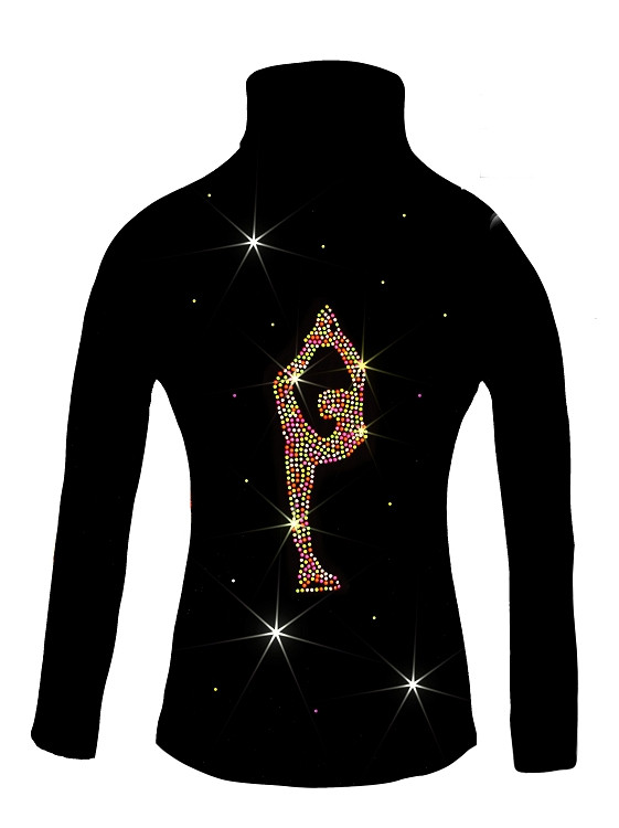 Ice Skating Jacket with Neon Rhinestuds Biellmann applique
