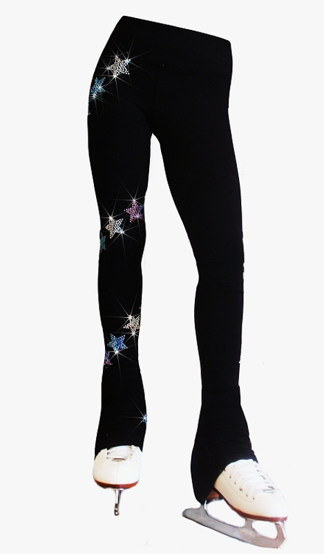 Ice Skating Pants with USA Spiral Stars Rhinestones Design