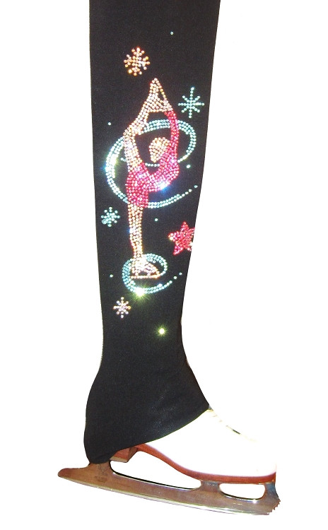 Ice Skating Pants with Colorful Biellmann Design  applique