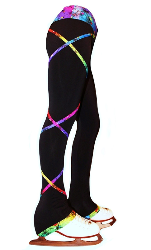 Criss Cross Poly Spandex Rainbow Ice Skating Pants XP120