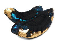 FLIPZ Mermaid Flip Sequin Figure Skating Soakers - Gold, Navy