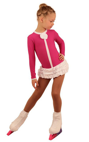 IceDress Figure Skating Outfit - Bows (Dark Grey Fuchsia) (CXL