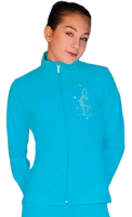 ChloeNoel JT811 Solid  Fleece Fitted  Elite Figure Skating Jacket w/ Mini Lay-Back Skater Crystals Combination