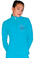 ChloeNoel JT811 Solid  Fleece Fitted  Elite Figure Skating Jacket w/  Blue Ribbon Crystals Combination