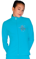 ChloeNoel JT811 Solid  Fleece Fitted  Elite Figure Skating Jacket w/ Mini Fuchsia Ribbon Crystals Combination