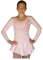 ChloeNoel DLP728  Plain Solid Sanded Poly Spandex Dress Light Solid Pink w/ Ribbon Skate Flakes